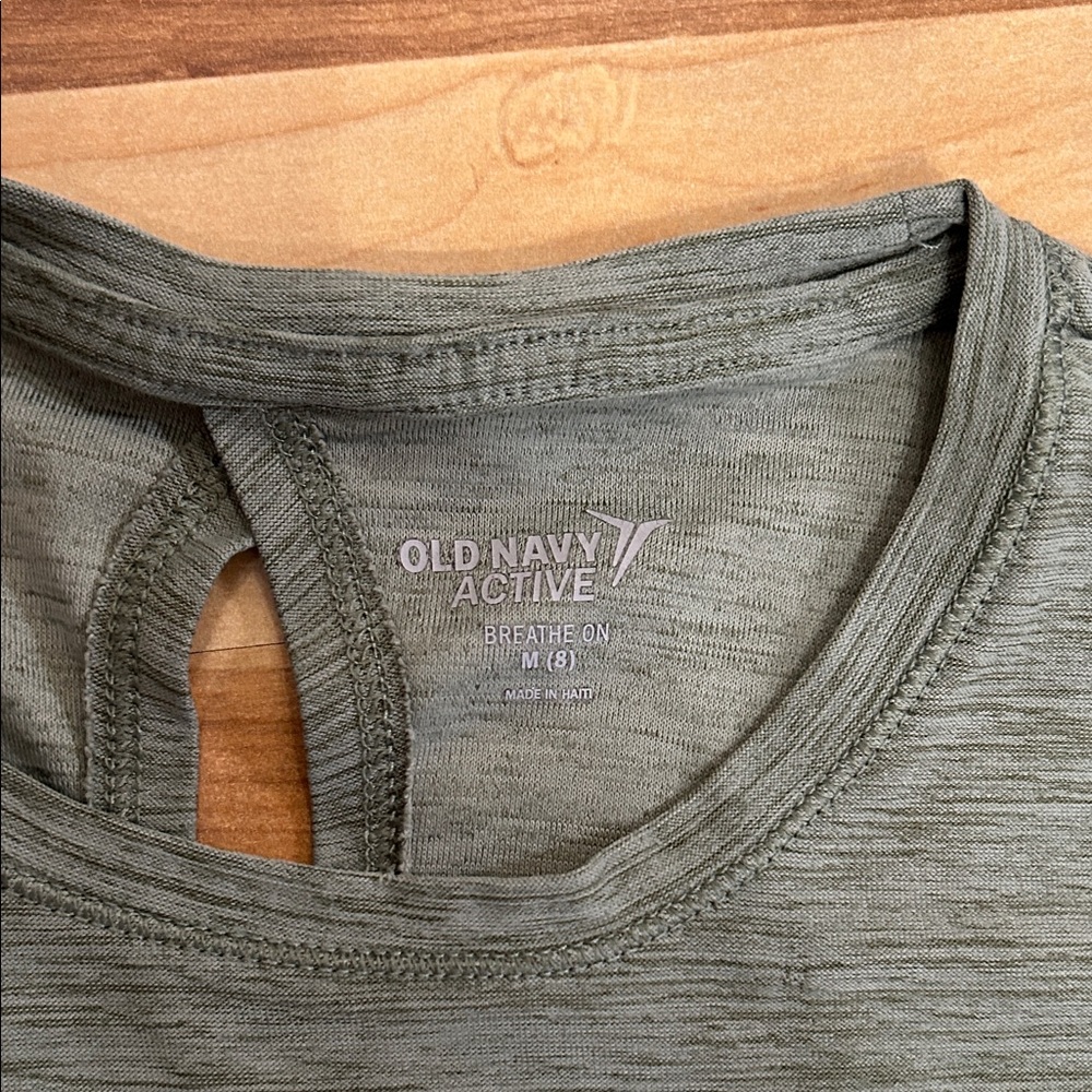 Old Navy Kids Heathered Keyhole Tank Top - Olive Green 8 M - Picture 2 of 6